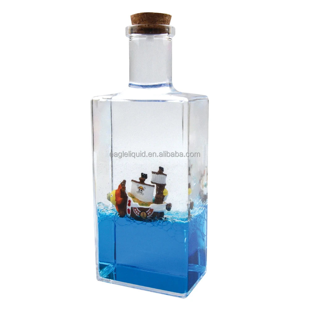 Unsinkable Boat Pirate Ship Model Toys in a Bottle Box Acrylic Cruise Ship Model Decoration Fluid Drift Bottle Paperweight Desk
