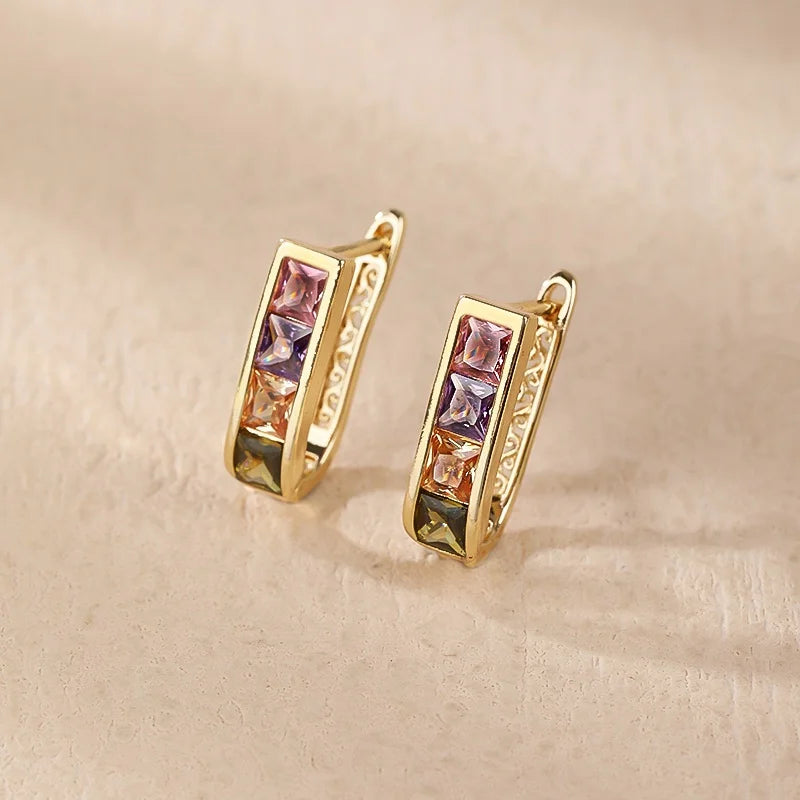 Joyeria Timeless 18K Laminated Gold Plated Brass Hoop Earrings With Cubic Zirconia for Wholesale Earrings Women