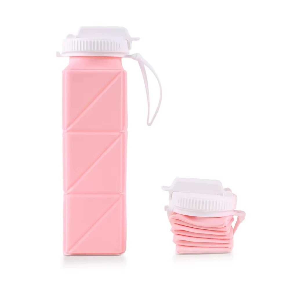 Eco-Friendly Feature Foldable Water Bottles BPA Free Shaker Drinkware Type 620ml Collapsible Silicon Water Bottle with Straw