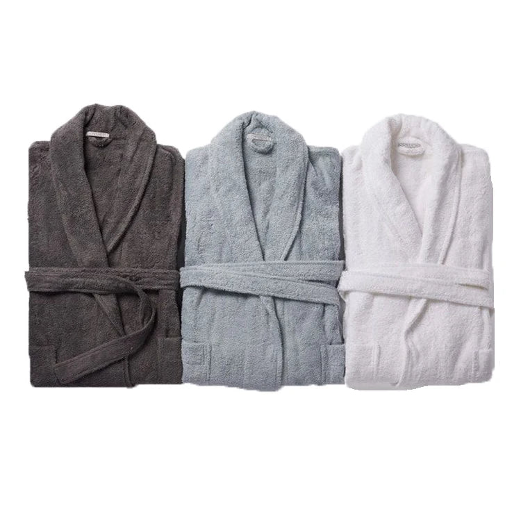 100% Cotton Thick Terry Bathrobe Water Absorption HeavyWeight Towel Bath Robe With logo