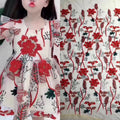 Magnificent Dress Flower 3d Red Lace Fabric Beaded Tulle Lace LT20547