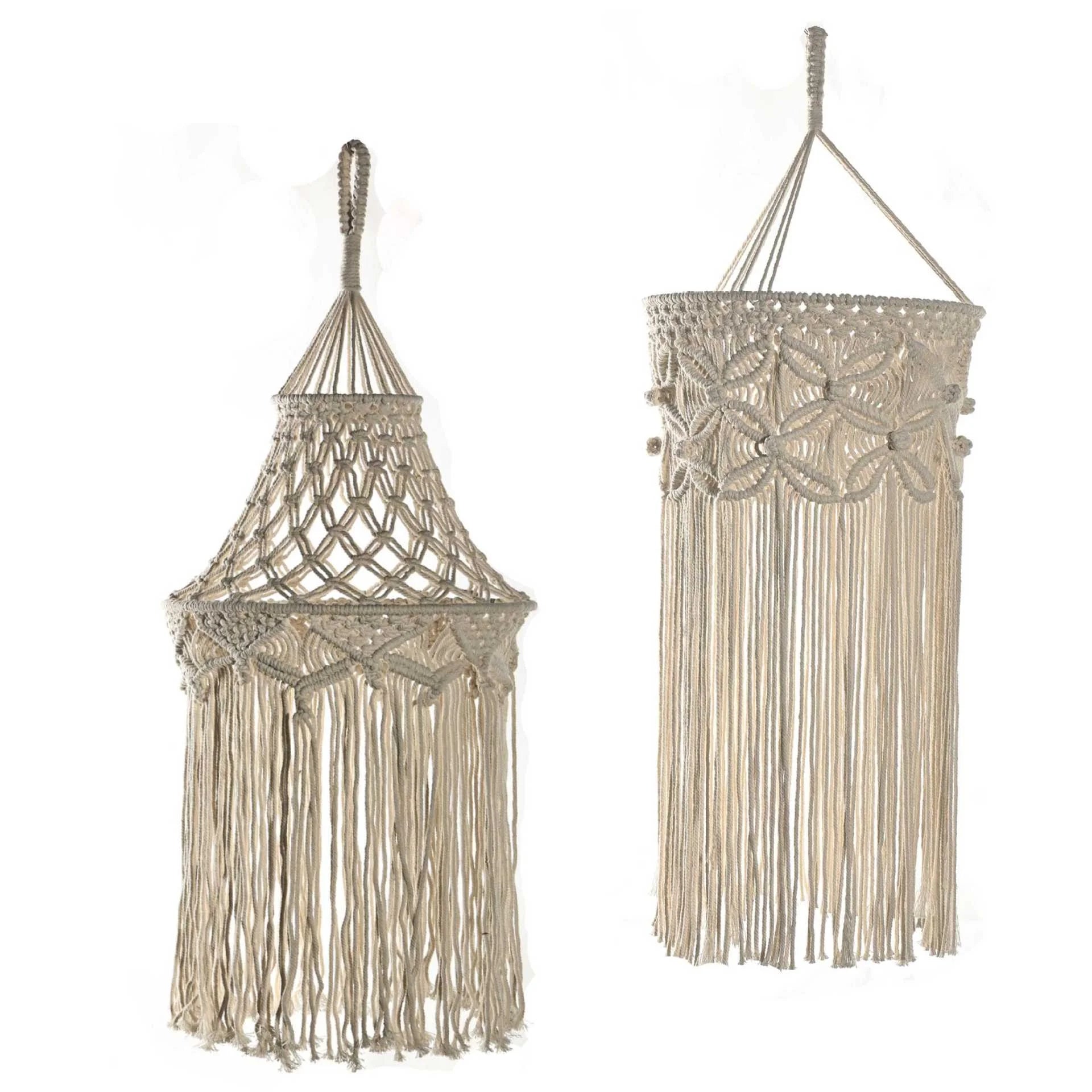 Modern Style Hand-Woven Cotton Rope Lampshade with Long Tassel Cross-Border Home Decor for Homestay and Residential Space