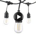 LED Outdoor String Light E27 48FT Patio Lights with 2W Dimmable Edison Patio Plastic Bulbs Commercial Grade Outside Weatherproof