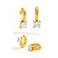 New Trendy Jewelry 18K Gold Plated Chunky Big Square Zirconia Cuff Earring Wholesale Stainless Steel for Women