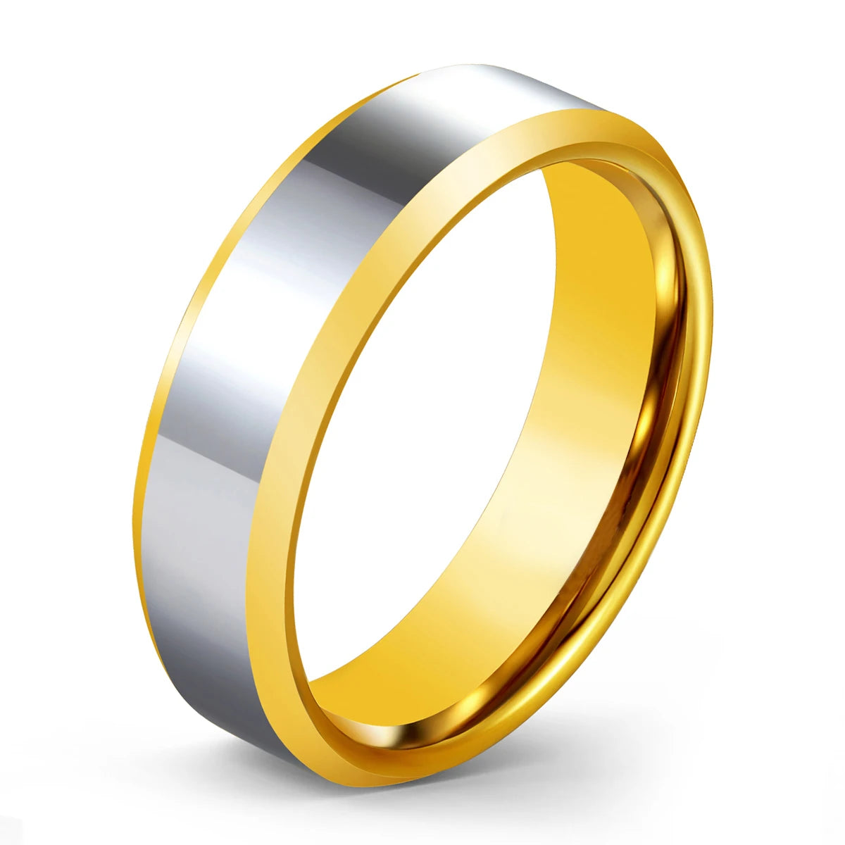 Fashion Jewelry 6mm High Polish Silver Gold Tungsten Ring Wedding Rings