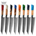 Grandsharp 8.2" Real Japanese Kiritsuke Knife Colorful Resin Solifiled Wood 67 Layers Kitchen Tools Slicing Damascus Chef Knife
