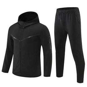 Wholesale Custom Logo Men Sportswear Full Zip up Hoodies Set Two Pieces Sport Jogger Tracksuit for Men