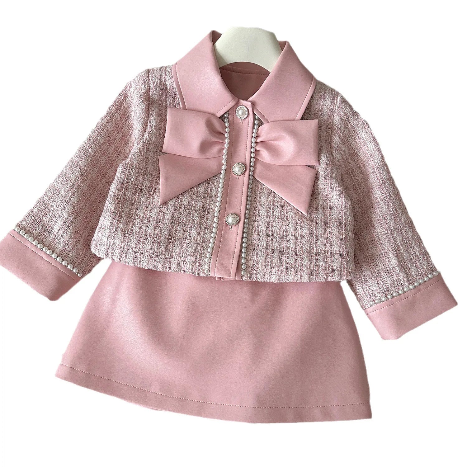 Western Style Long Sleeves Girl Suit Elegant Kid Set Dress Party for 6 Y Exquisite Top+mini Skirt for Kids Clothing Sets