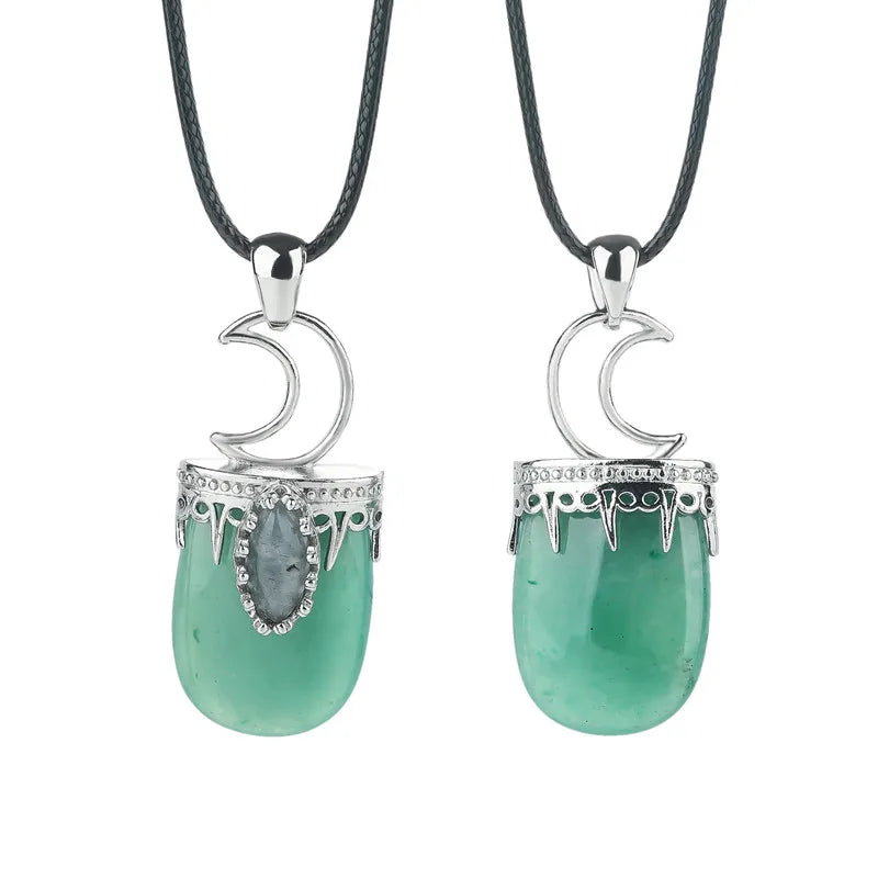 Mixed Color Stone Pendants Moon Shaped Healing Crystal Chakra Gemstone Charms for Jewelry Making