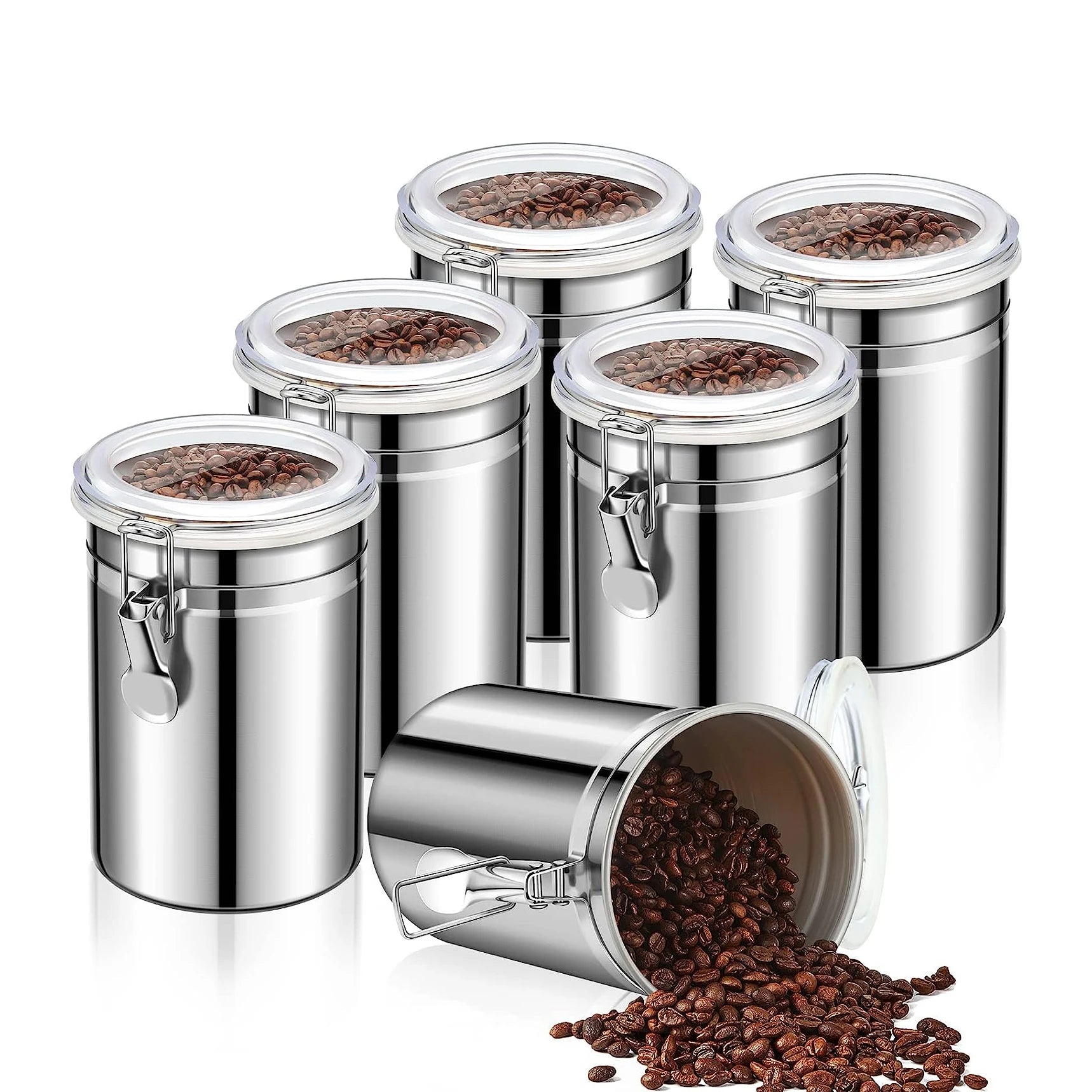 Kitchenware 26oz 36oz 47oz 62oz Airtight Stainless Steel Coffee Canister Set Food Storage Container