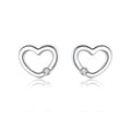 Fashion 925 Sterling Silver Love Heart Hollow Stud Earrings Women Simple Tiny Heart-shaped Diamond Earrings