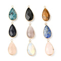 Natural Crystal Gem Stone Drop Charm Pendant Puffy Faceted Drop Stone Beads Pendant for Jewelry Making