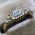 CAOSHI Fashion Jewelry Latest 18K Gold Plated Wedding Band for Women Elegant Design Rectangle Shaped 3A Zirconia Diamond Rings