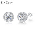 CZCITY Brand Jewelry Simple Disc Charm Diamond Round Stud Earing GRA 925 Silver Moissanite Earring 925