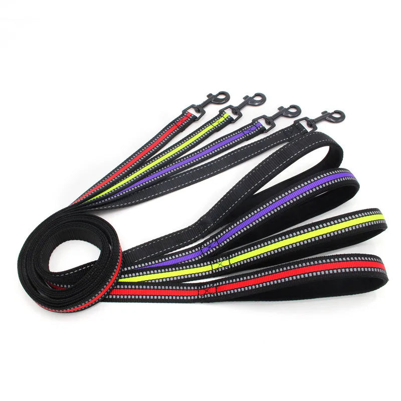Wholesale Nylon Blue Red Reflective Light Carabiner Dog Leash