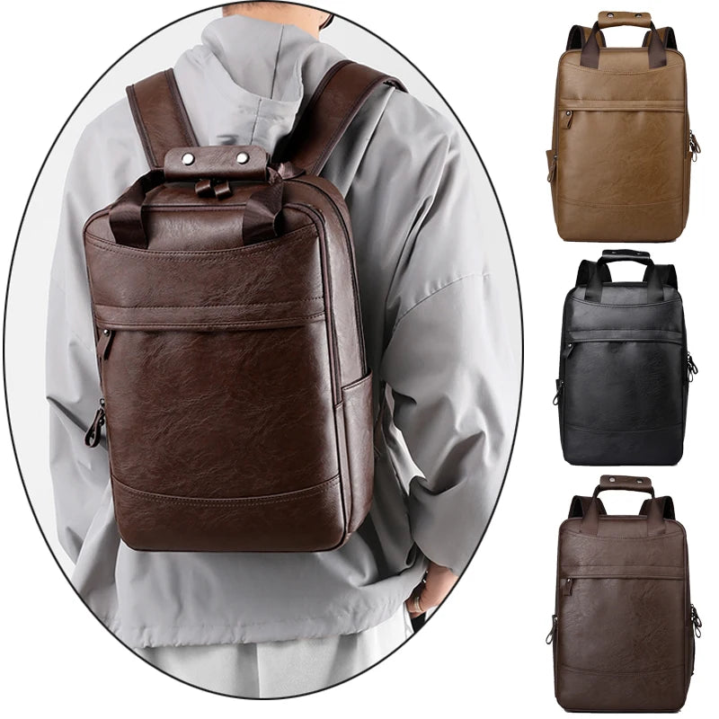 Trendy Fashion Leather Laptop Backpack for Men Custom Logo Waterproof College Back Pack