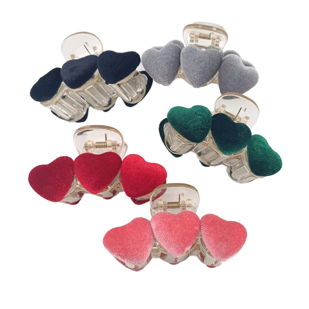 Wholesale New Design Valentine Day Heart Hair Claw Cartoon Cute Furry Hair Claws Women Large Velvet Plastic Hair Claw Clips