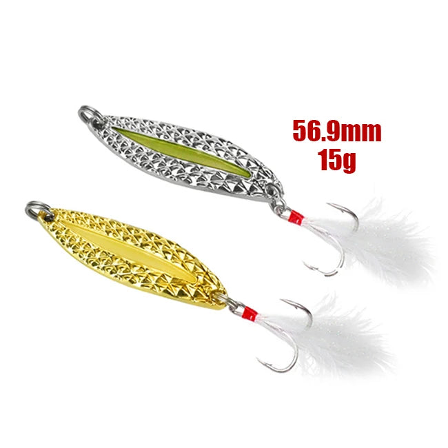 10g15g Luminous Gold Sliver 2colors Metal Fishing Lure Stencils Hard Spinner Fishing Spoon Lures Pesca Deep Sea Fishing Jigging