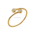 18K Simple Classic Solid Yellow Lab Grown Diamond Finger Tiny Ring Open Gold Wedding and Party Bezel Setting Inlay for Girls