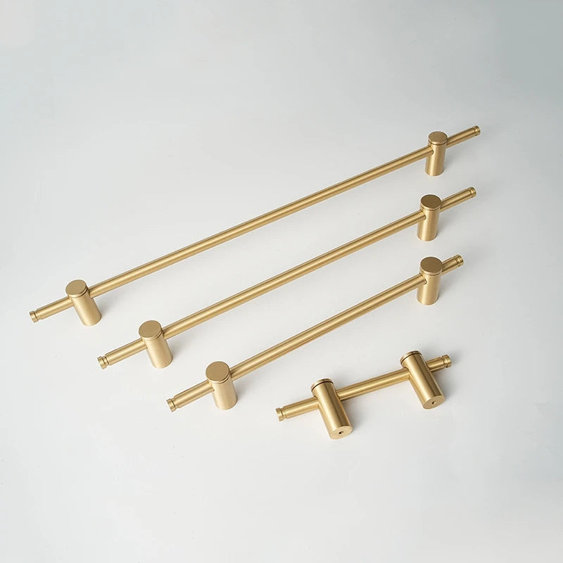 Adjusted T Shape Wardrobe Cupboard Satin Solid Brass Cabinet Door Pull Handles MegaBDM