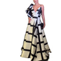 Customize Pattern Ladies Quality  Luxurious Maxi Dress Asymmetric Shoulder Flared Skirt Silk Like Fabric Formal Gala Dress