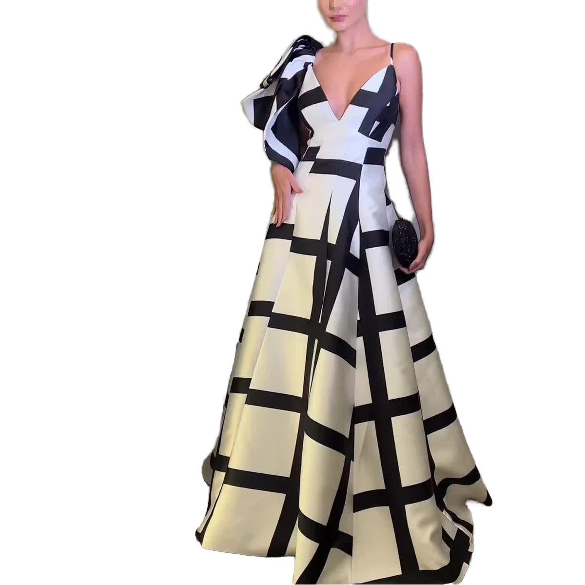 Customize Pattern Ladies Quality  Luxurious Maxi Dress Asymmetric Shoulder Flared Skirt Silk Like Fabric Formal Gala Dress