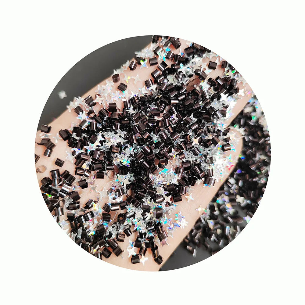 Mixed Black Bingsu Beads Silver 4 Point Star Snowflake Glitter Sprinkles Chunky Shiny Flake Decoration Custom Factory
