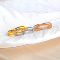 Unique Design New Trendy Jewelry Bling CZ Titanium Stainless Steel Intersect Rotatable Ring Women JZ202205071