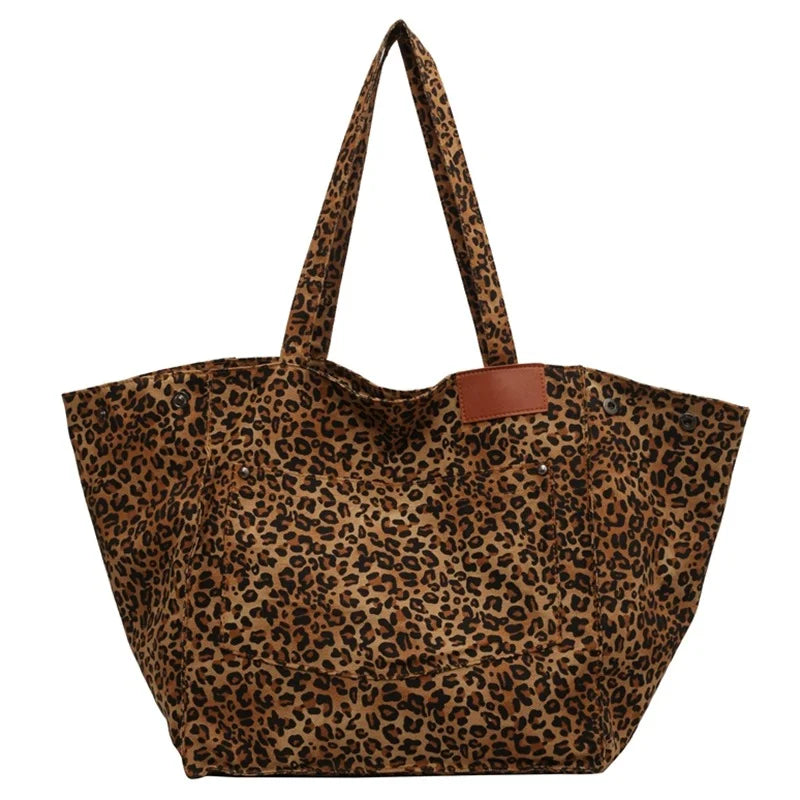 Large Capacity Leopard Print Tote Bags for Women Shopping Handbag Shoulder Bag