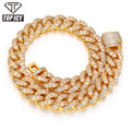 20mm Punk Cz baguette Cuban Link Chain Iced Out baguette Zircon Brass 18k Gold Plated Street Big Cuban Chian for Man