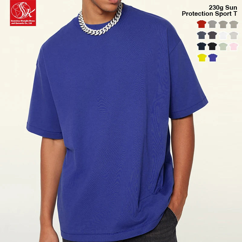 SK 230g Heavy Cool Elastic Three-proof T-Shirt  Loose Short-sleeved  Custom Design Cotton Oversized Personalized Cotton Tshirt
