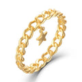 QX Custom Oem Fine Jewelry 925 Sterling Silver 18K Gold Plated Hollow Out Women Men Star Rings for Luxury Gift
