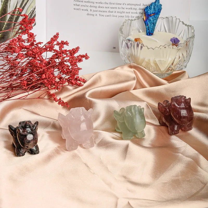 DIY Home use Hand Carved Natural Stone Unicorn Carvings Rainbow Carved Crystal Fluorite Unicorn For Home Decoration