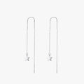 Ailmay Real 925 Sterling Silver Minimalist Charm Star Long Tassel Chain Drop Earrings for Women Girls Christmas Jewelry Gifts