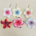 8pcs Single Stem Plumeria Foam Flower Hair Pick Artificial Island Tiare Hibiscus Ear Accessories for Women Girl Party Dancing