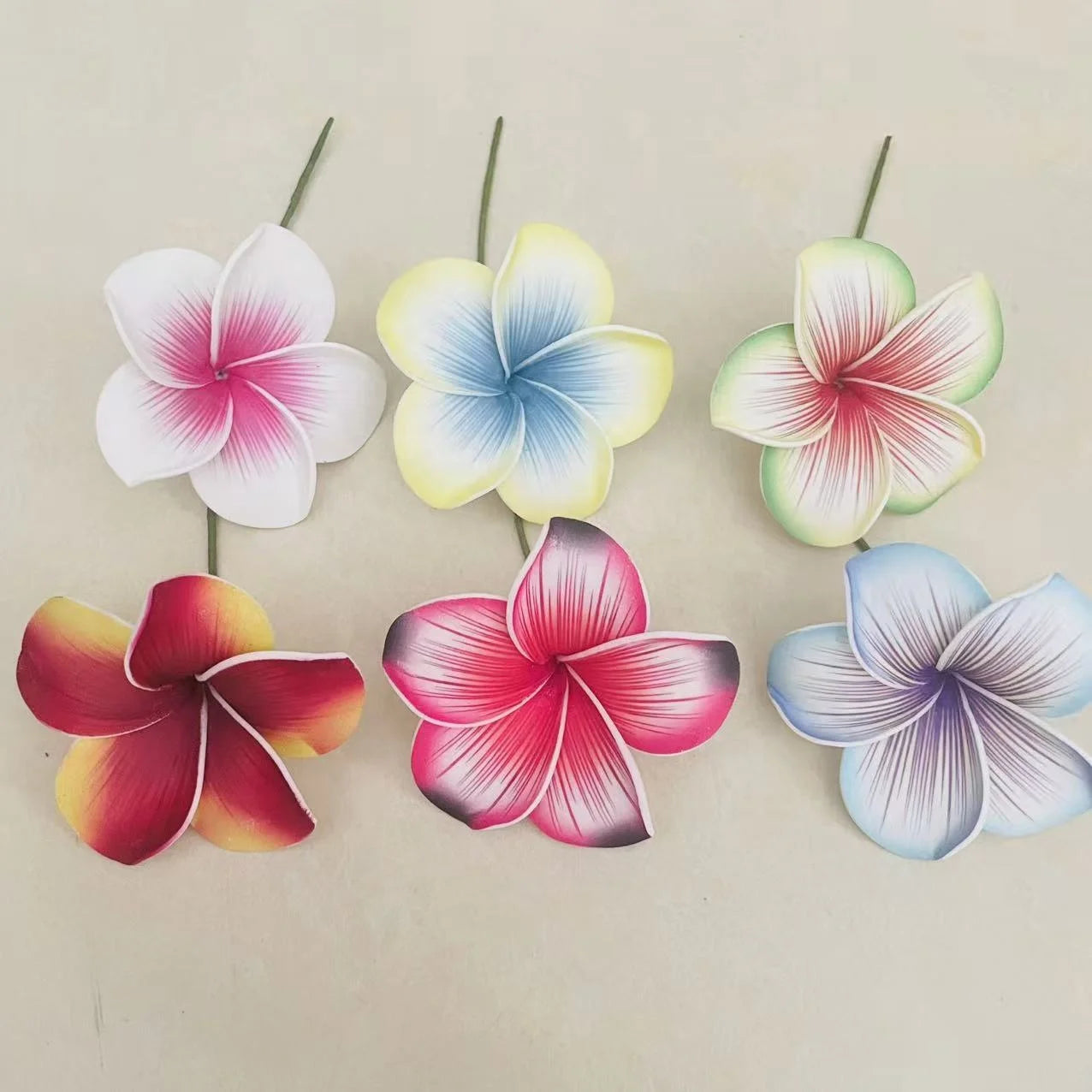 8pcs Single Stem Plumeria Foam Flower Hair Pick Artificial Island Tiare Hibiscus Ear Accessories for Women Girl Party Dancing