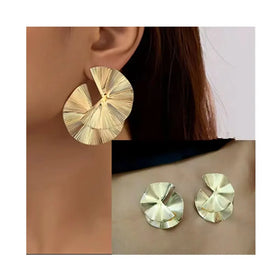 Extra Large Trendy Geometric Huggie Statement Earrings Gold Plated Alloy Women's Jewelry for Anniversary Occasions
