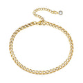 Fenny 18K PVD Gold Plated Wholesale Classic Zirconia Snake Figaro Arrow Chain Stainless Steel Anklet Trendy for Women