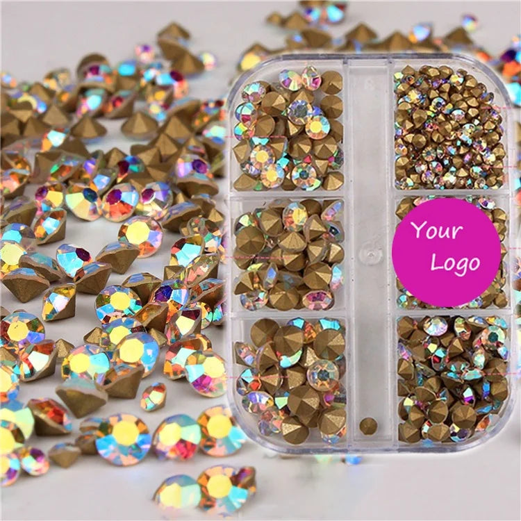 Resin Point Bottom Rhinestones Glue on Diamond Glass Jewelry Nail Art Wedding Dress Decoration DIY Nail Crystals Rhinestones