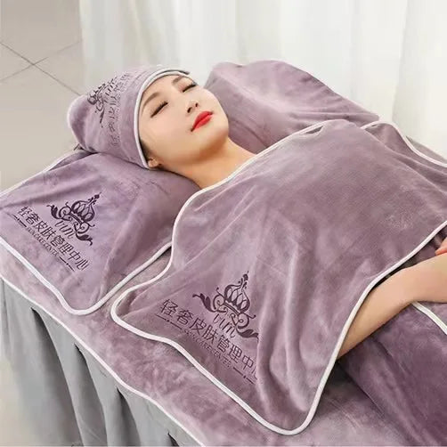 Custom Logo Microfiber Beauty Salon Microfibre Quick Dry Towel Set Cover Turban Bed Bath Beauty Bath Skirt Suit for Beauty Salon