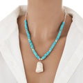 Vintage Natural Stone Turquoise Beads Pendant Necklace for Women Bohemian Style for Wedding Party Engagement Great Gift Idea