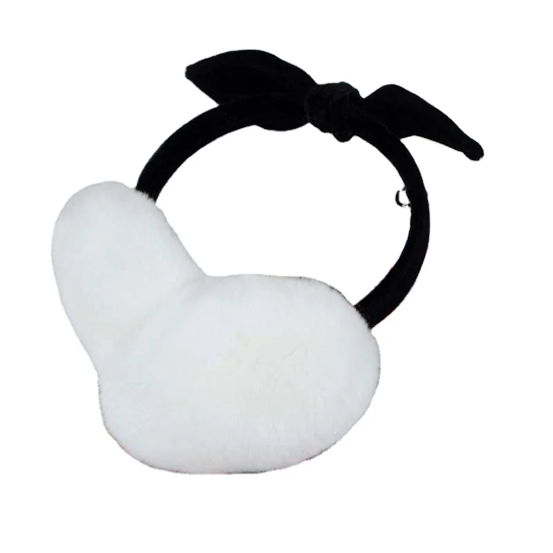 MWFur Rex Rabbit Fur Earmuffs for Girl Fashion Girls Winter Fashion Fur Ear Warmer Soft Cute Winter Furry Ear Cover
