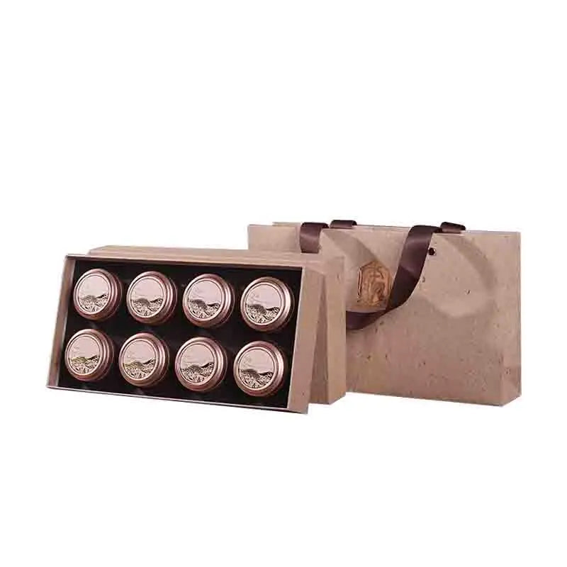 Luxury Round Shape Container Custom Logo Printed 5g 10g 15g Tea Sample Set Gift Box Tinplate Paper Bag for Food Cookie Candy