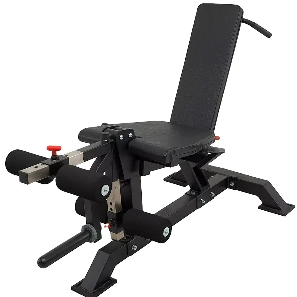 Professional Leg Curl & Leg Extension Machine Combo with Adjustable Bench Barbell Bar and Weight Plates Set for Home Gym