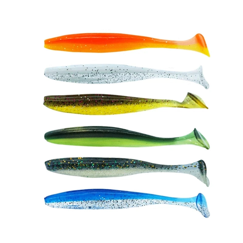 SNEDA Soft Worm 6cm/1.2g 7cm/2g 9cm/4g T Tail Lure Soft Lure Swim Bait Fishing Lures Double Color for Freshwater