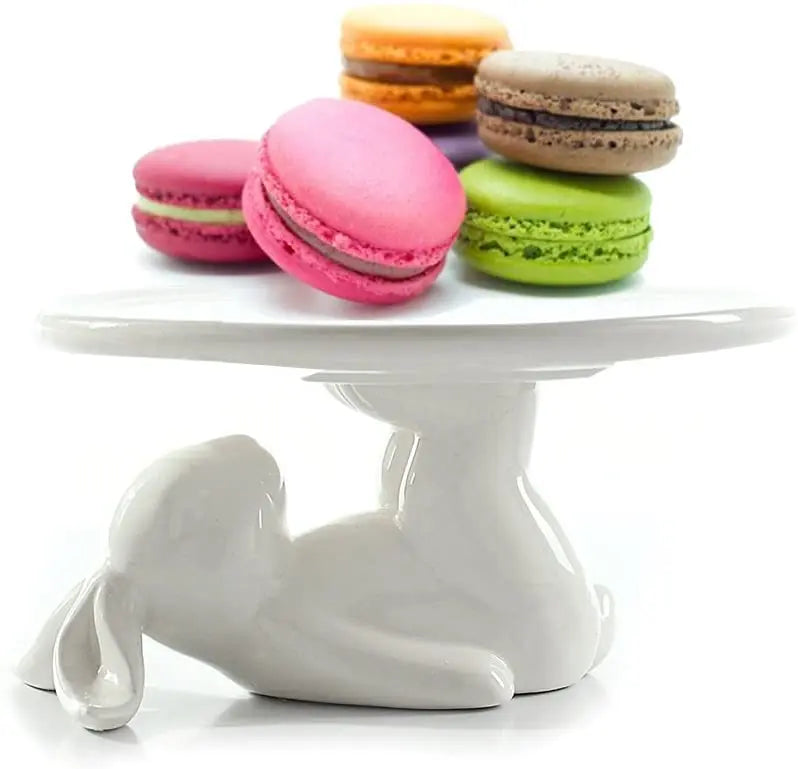 Nordic Ins Lovely Rabbit Ceramic & Enamel Figurine Plate Eco-Friendly Easter Home Decor Spring