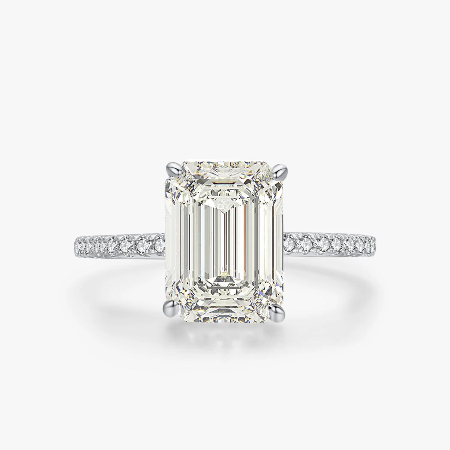 Ailmay 100% 925 Sterling Silver Luxury Pagoda Cutting Rectangle 5A Zirconia Finger Ring for Women Wedding Banquet Jewelry Gift