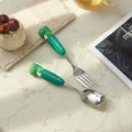 Wholesale Sustainable Stainless Steel 304 Mirror Polish Rust Resistant Durable Anti-Fall Cute Spoon Fork Set Dinosaur Kids
