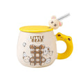 Solhui Cute Bear Ceramic Creative Coffee Mug Wholesale Office Water Mug with Lid Straw