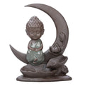 13.5X16.5X5.8CM Buddha Incense Burner Little Monk Moon Lotus Smoke Waterfall Incense Burner Ceramic Incense Holder